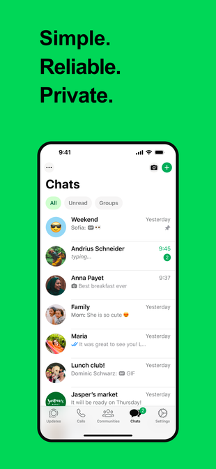 WhatsApp · App Store phones screenshot preview